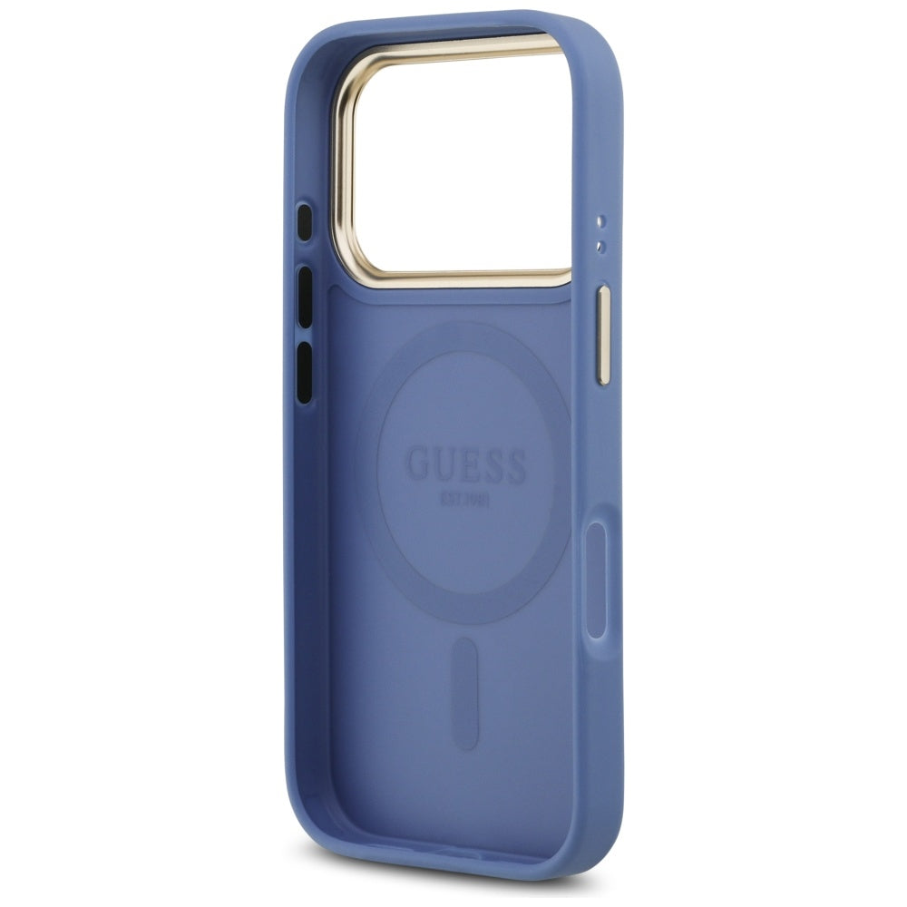 Funda MagSafe para Apple iPhone 17 Pro, Guess, 4G Strass Logo, Azul