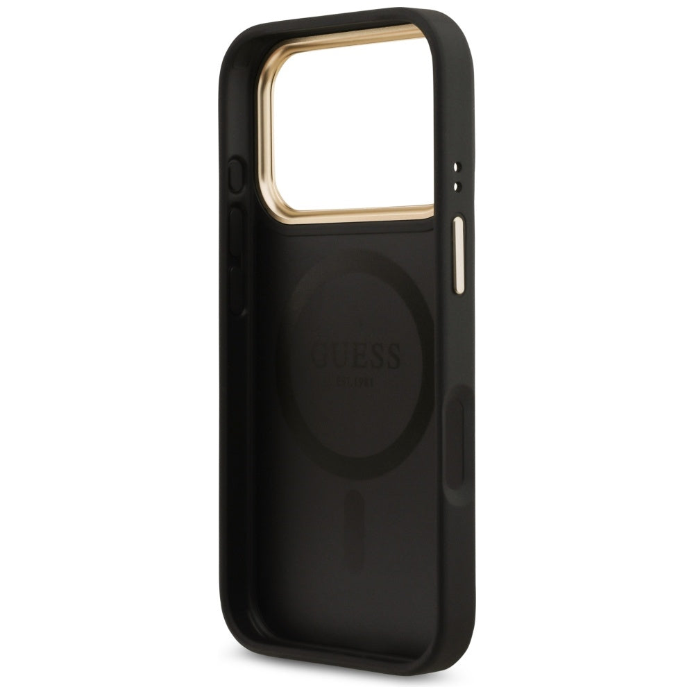 Funda MagSafe para Apple iPhone 17 Pro, Guess, 4G Strass Logo, Negra