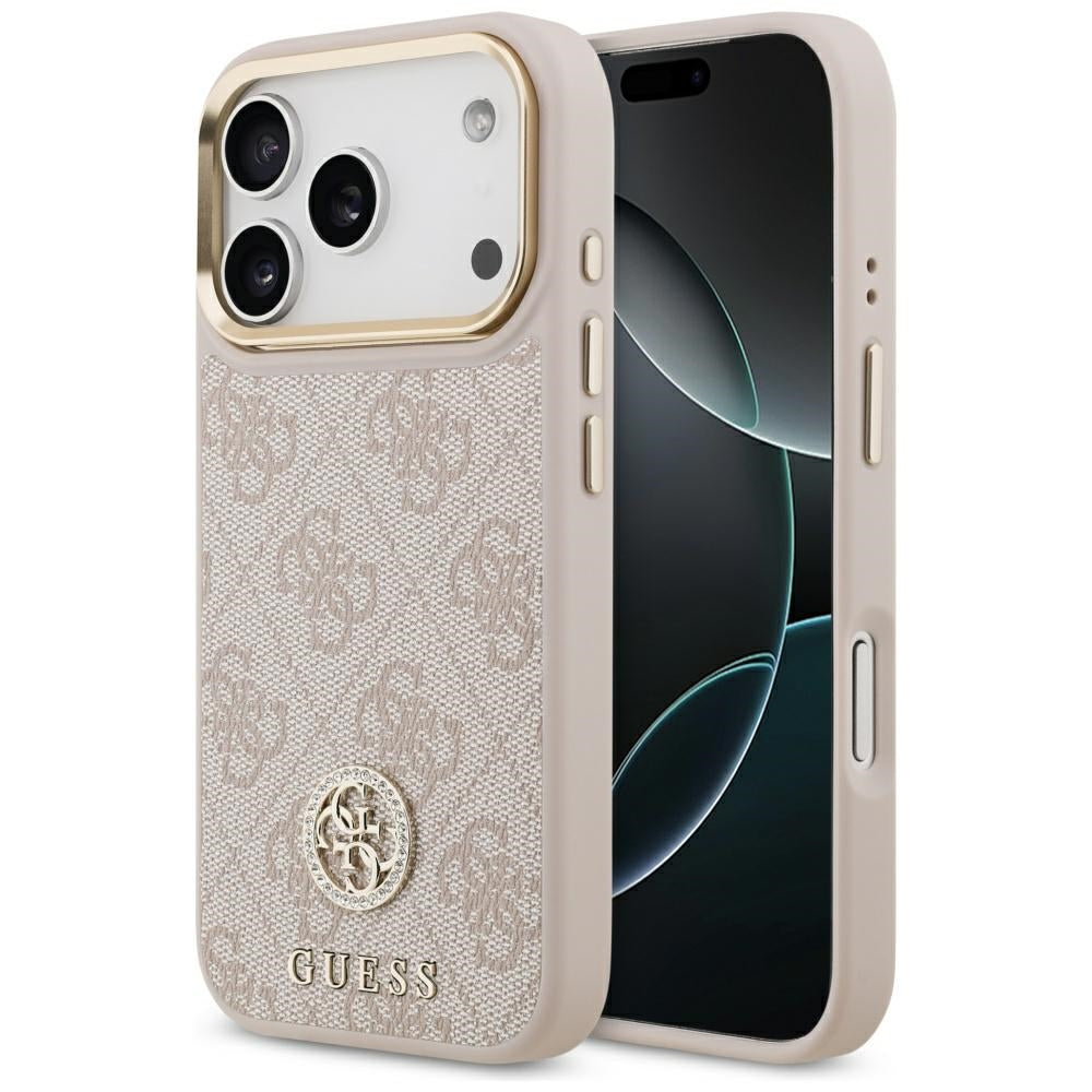 Funda MagSafe para Apple iPhone 17 Pro, Guess, 4G Strass Logo, Rosa