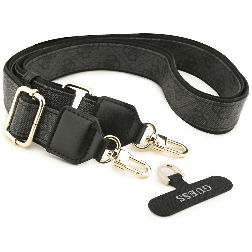 MagSafe Case for Apple iPhone 17 Pro, Guess, 4G Strass Logo with Big Strap, Black