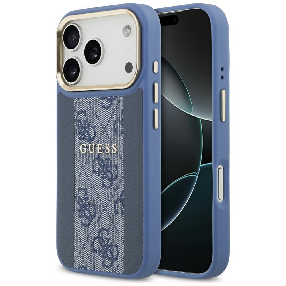 Funda MagSafe para Apple iPhone 17 Pro, Guess, 4G Stripe, Azul.