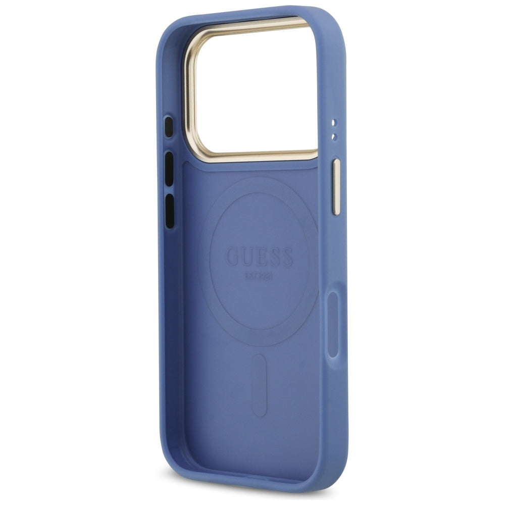 Funda MagSafe para Apple iPhone 17 Pro, Guess, 4G Stripe, Azul.