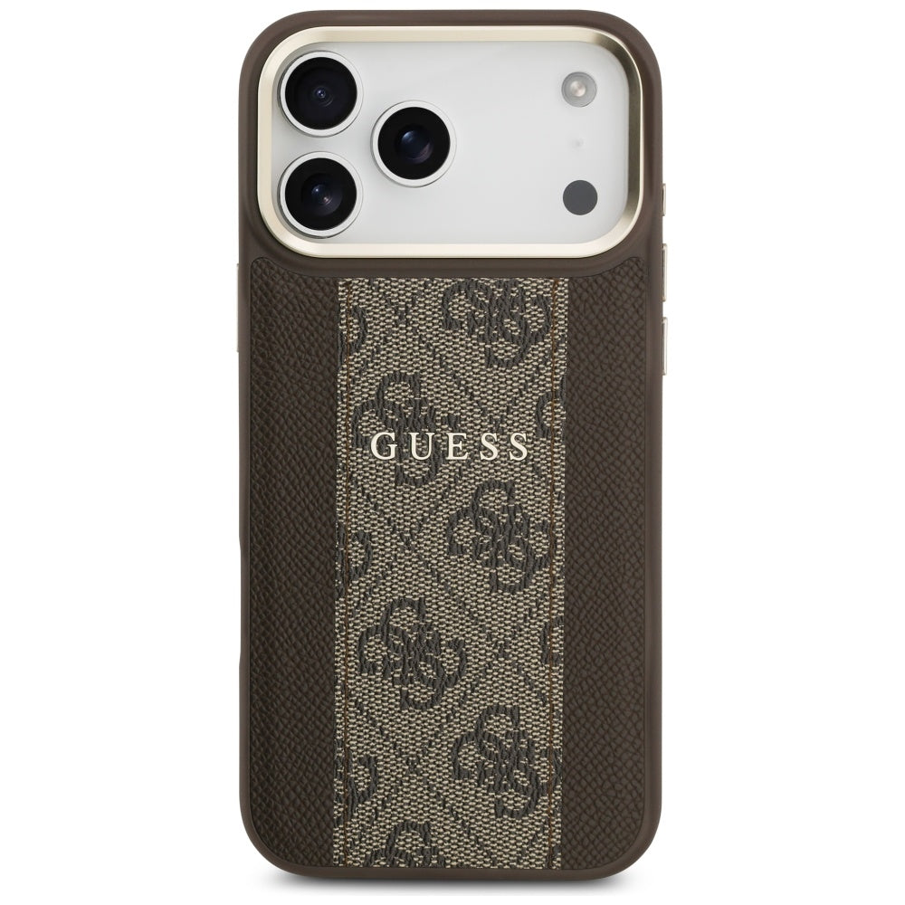 Funda MagSafe para Apple iPhone 17 Pro, Guess, 4G Stripe, Marrón.
