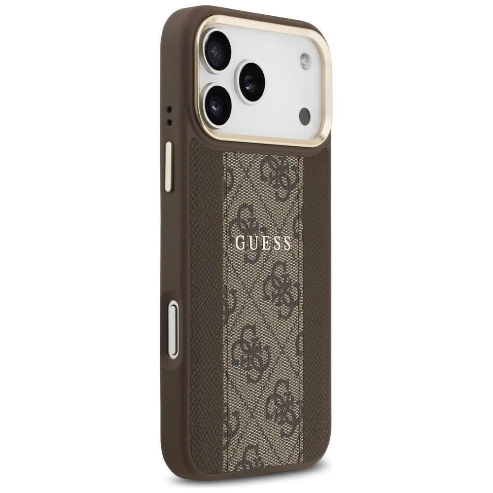 Funda MagSafe para Apple iPhone 17 Pro, Guess, 4G Stripe, Marrón.