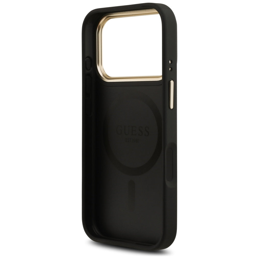 Funda MagSafe para Apple iPhone 17 Pro, Guess, 4G Stripe, Negra