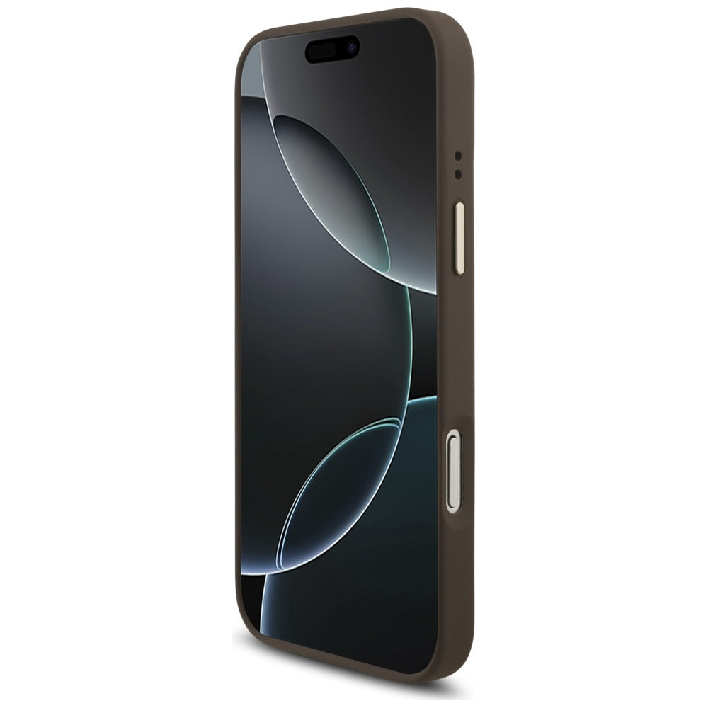 Funda MagSafe para Apple iPhone 17 Pro, Guess, Logo Triángulo 4G, Marrón Dorado