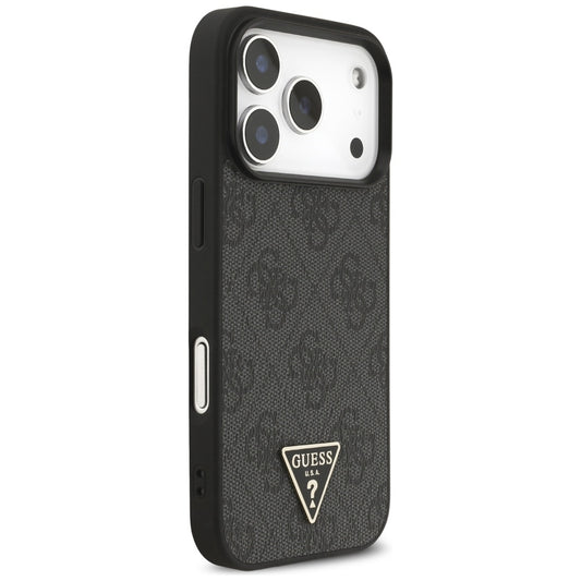 Funda MagSafe para Apple iPhone 17 Pro, Guess, Logo Triángulo 4G con Correa, Negra