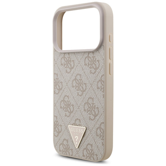 Funda MagSafe para Apple iPhone 17 Pro, Guess, Logo Triángulo 4G con Correa de Perla, Rosa