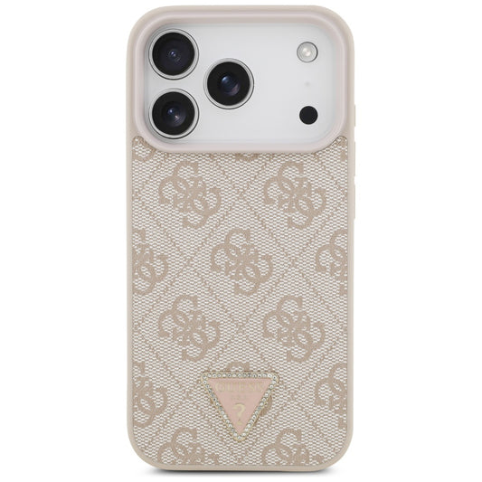 Funda MagSafe para Apple iPhone 17 Pro, Guess, 4G Triangle Strass, Rosa.