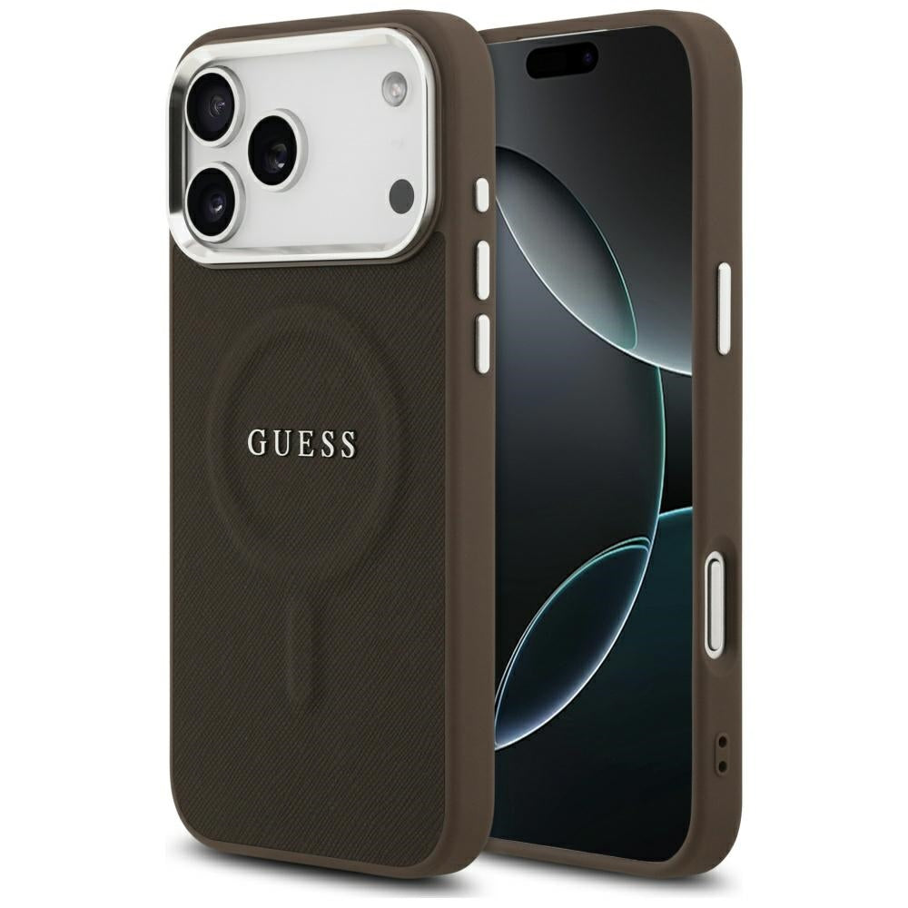 Funda MagSafe para Apple iPhone 17 Pro, Guess, Classic Logo, Marrón.