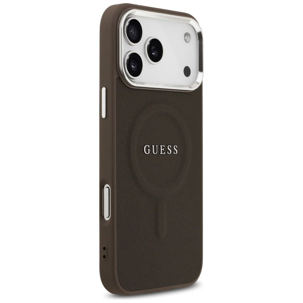 Funda MagSafe para Apple iPhone 17 Pro, Guess, Classic Logo, Marrón.