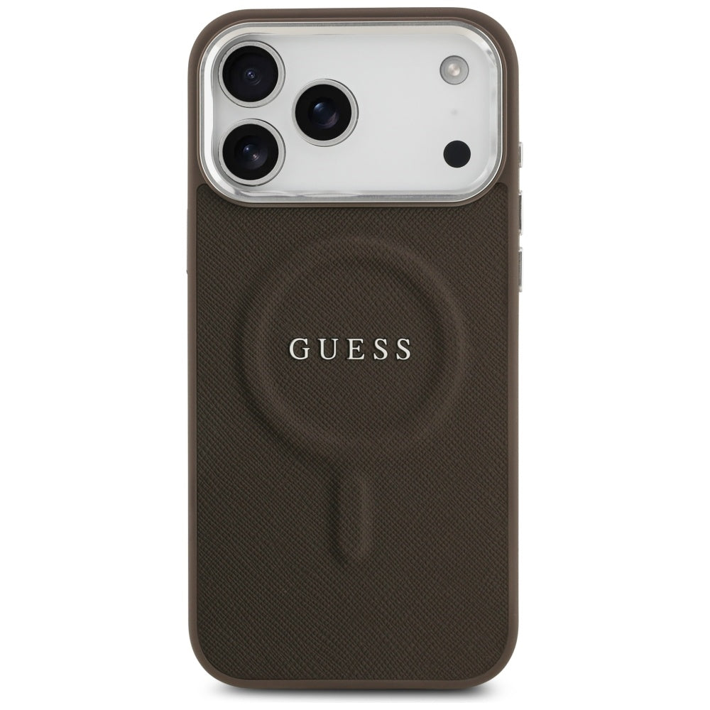 Funda MagSafe para Apple iPhone 17 Pro, Guess, Classic Logo, Marrón.