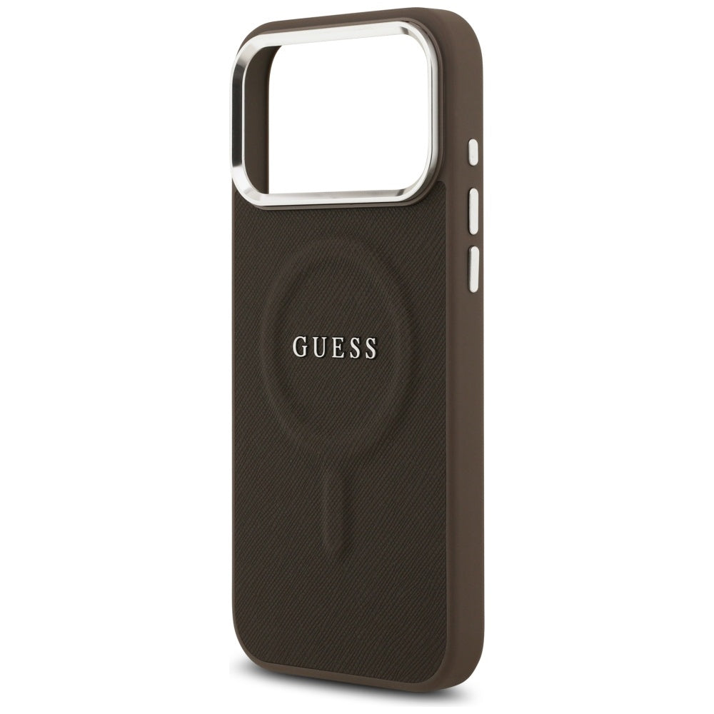 Funda MagSafe para Apple iPhone 17 Pro, Guess, Classic Logo, Marrón.