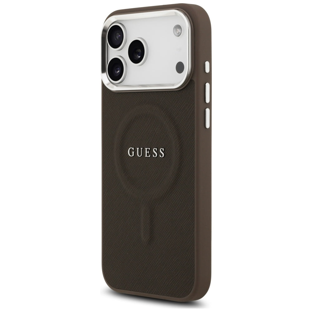 Funda MagSafe para Apple iPhone 17 Pro, Guess, Classic Logo, Marrón.