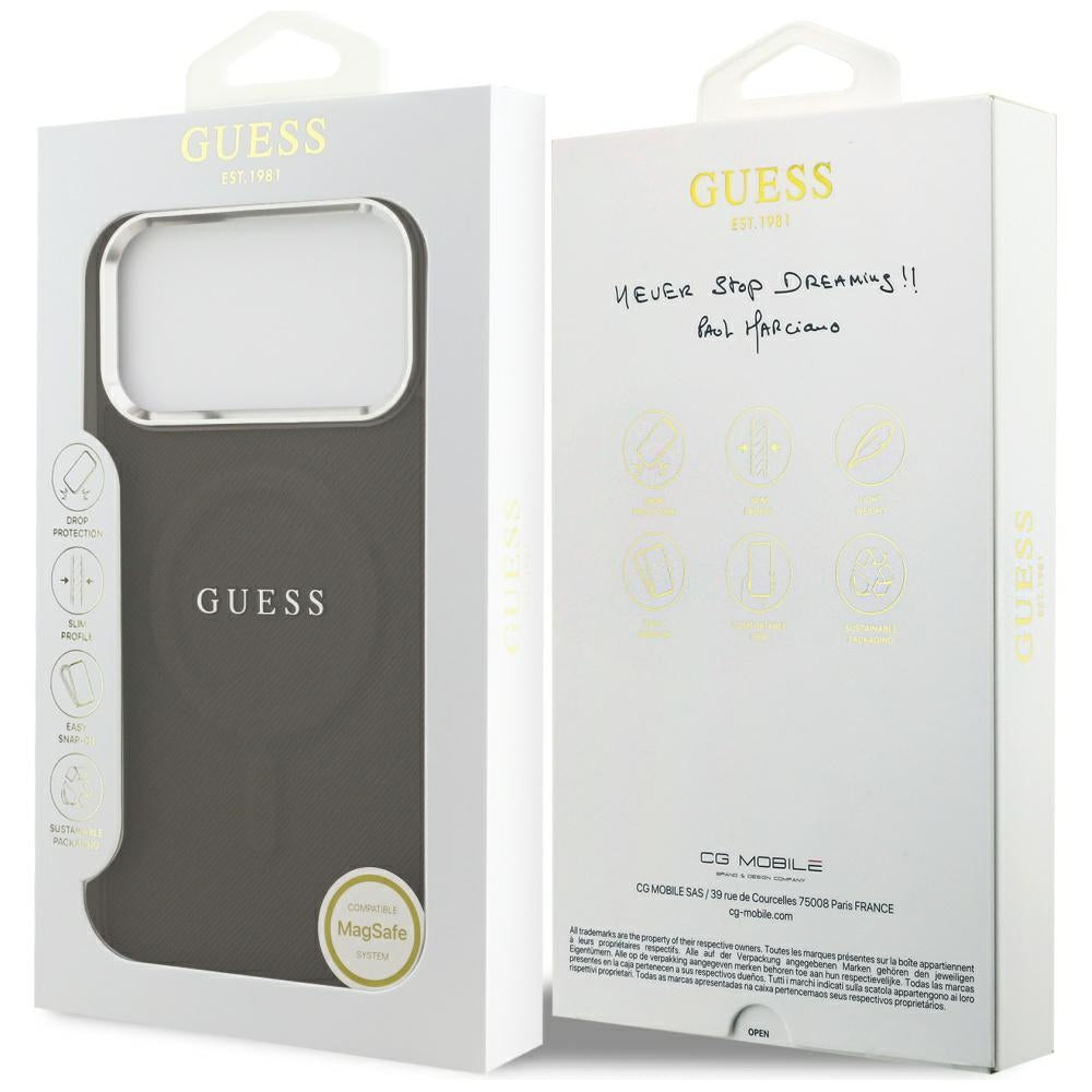 Funda MagSafe para Apple iPhone 17 Pro, Guess, Classic Logo, Marrón.