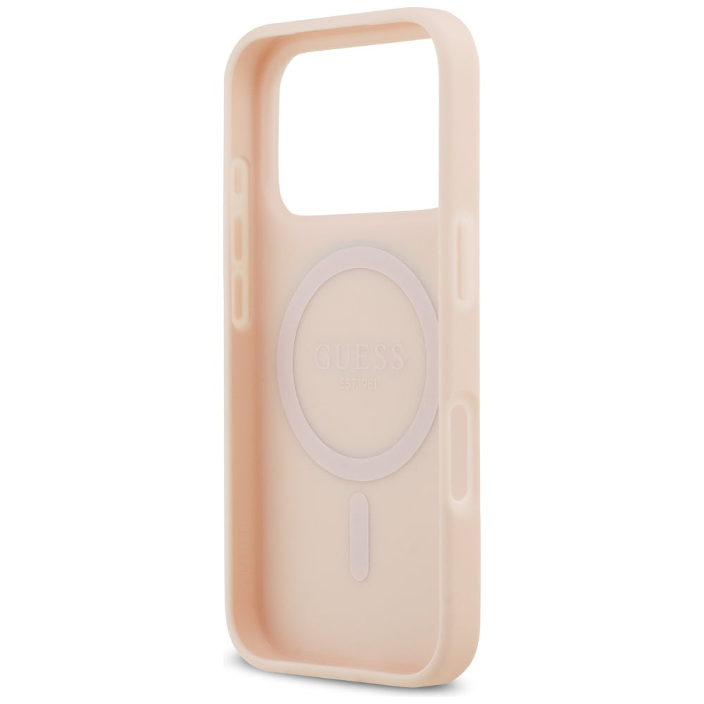 Funda MagSafe para Apple iPhone 17 Pro, Guess, Grained Flowers, Rosa