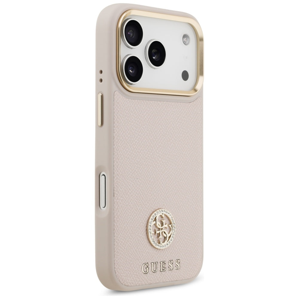 Funda MagSafe para Apple iPhone 17 Pro, Guess, Grained Strass Logo, Rosa