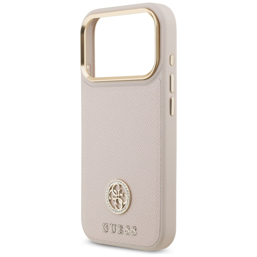 Funda MagSafe para Apple iPhone 17 Pro, Guess, Grained Strass Logo, Rosa