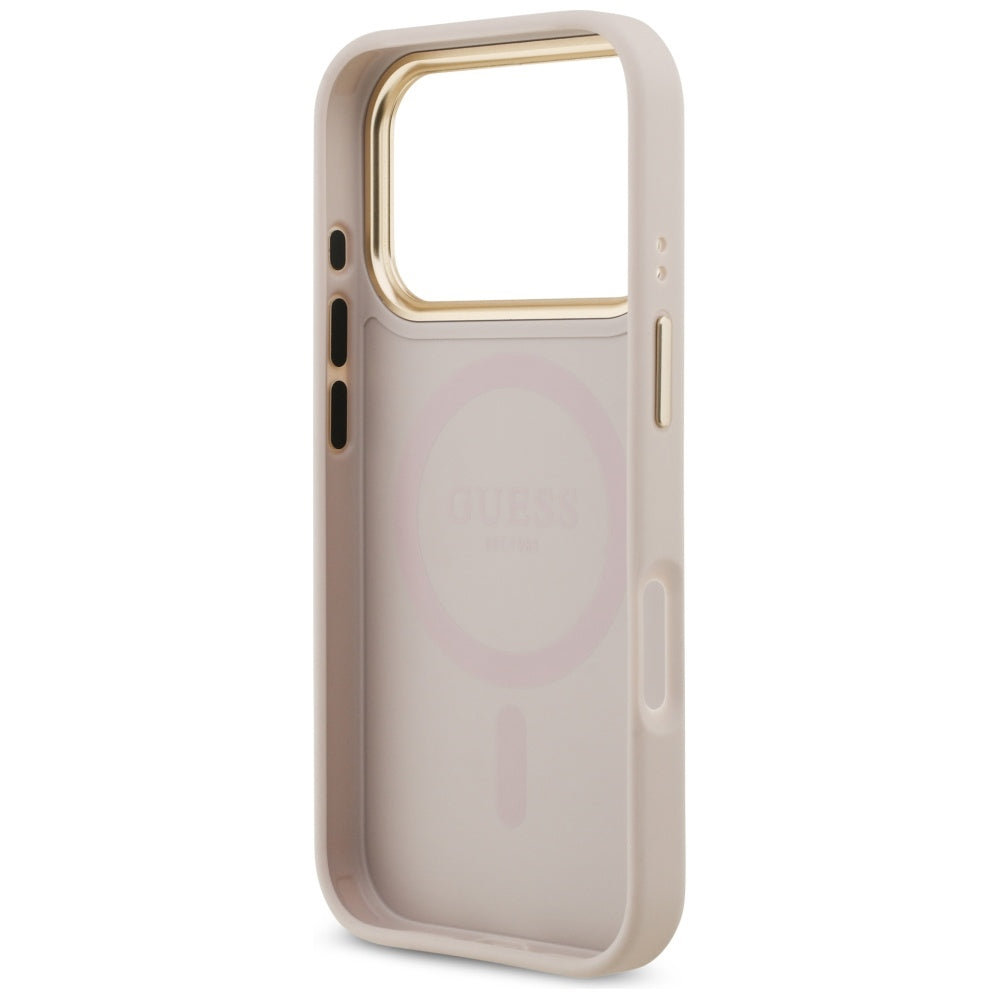 Funda MagSafe para Apple iPhone 17 Pro, Guess, Grained Strass Logo, Rosa