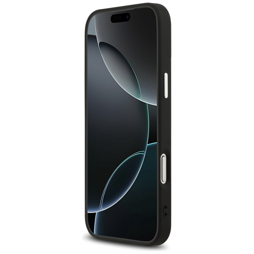 Funda MagSafe para Apple iPhone 17 Pro, Guess, Logo Triángulo Granulado, Negra