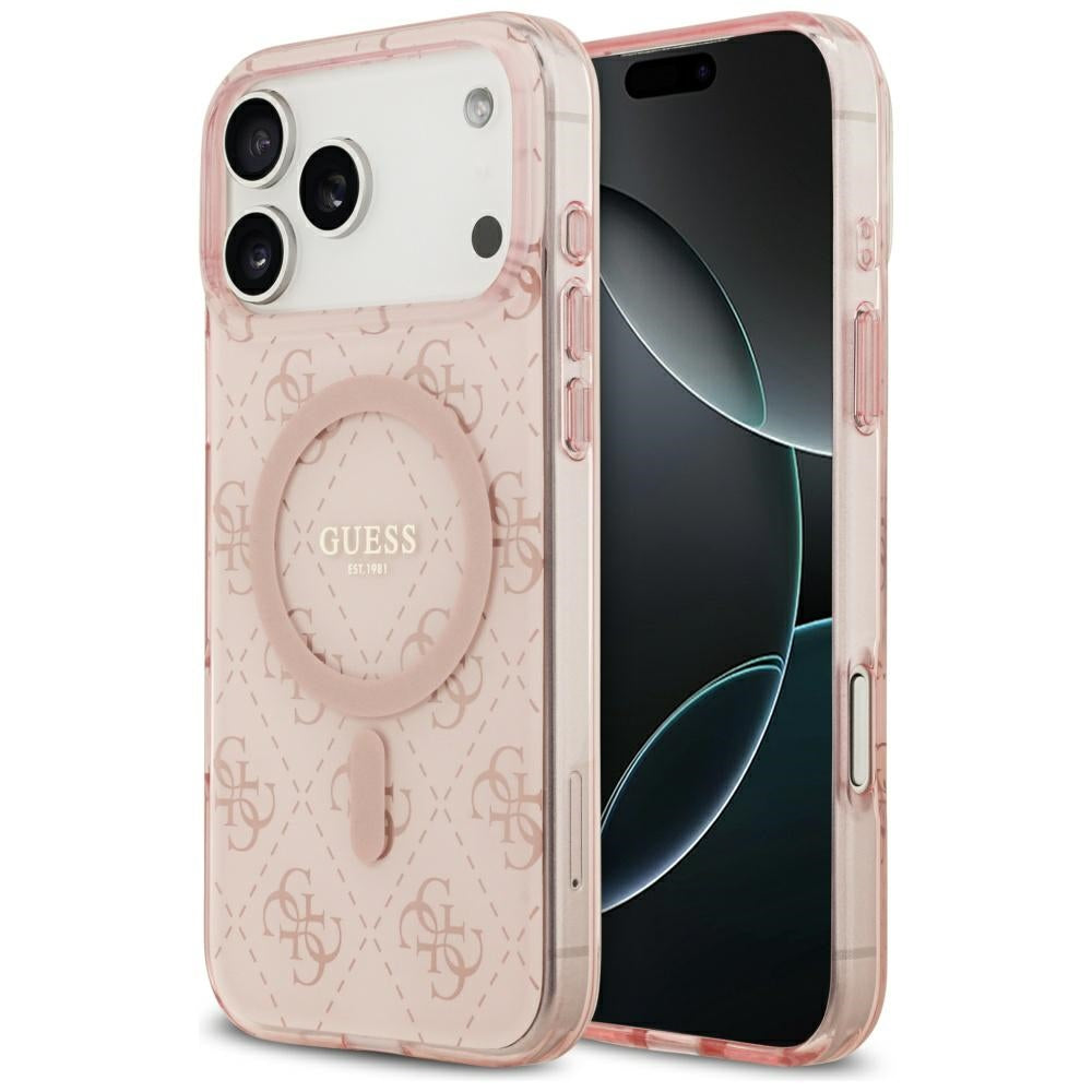 Funda MagSafe para Apple iPhone 17 Pro, Guess, IML 4G Background, Rosa