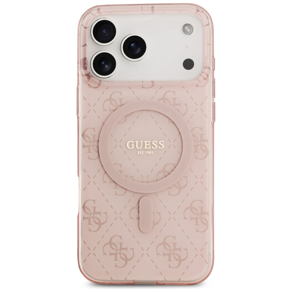 Funda MagSafe para Apple iPhone 17 Pro, Guess, IML 4G Background, Rosa