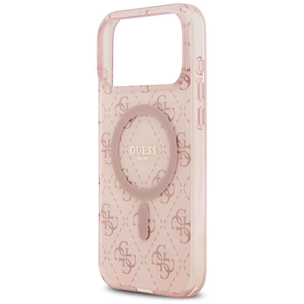 Funda MagSafe para Apple iPhone 17 Pro, Guess, IML 4G Background, Rosa