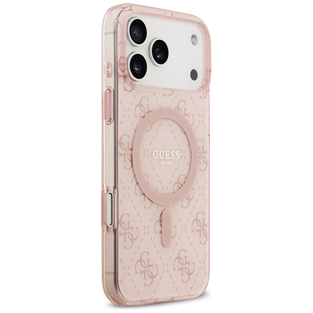 Funda MagSafe para Apple iPhone 17 Pro, Guess, IML 4G Background, Rosa