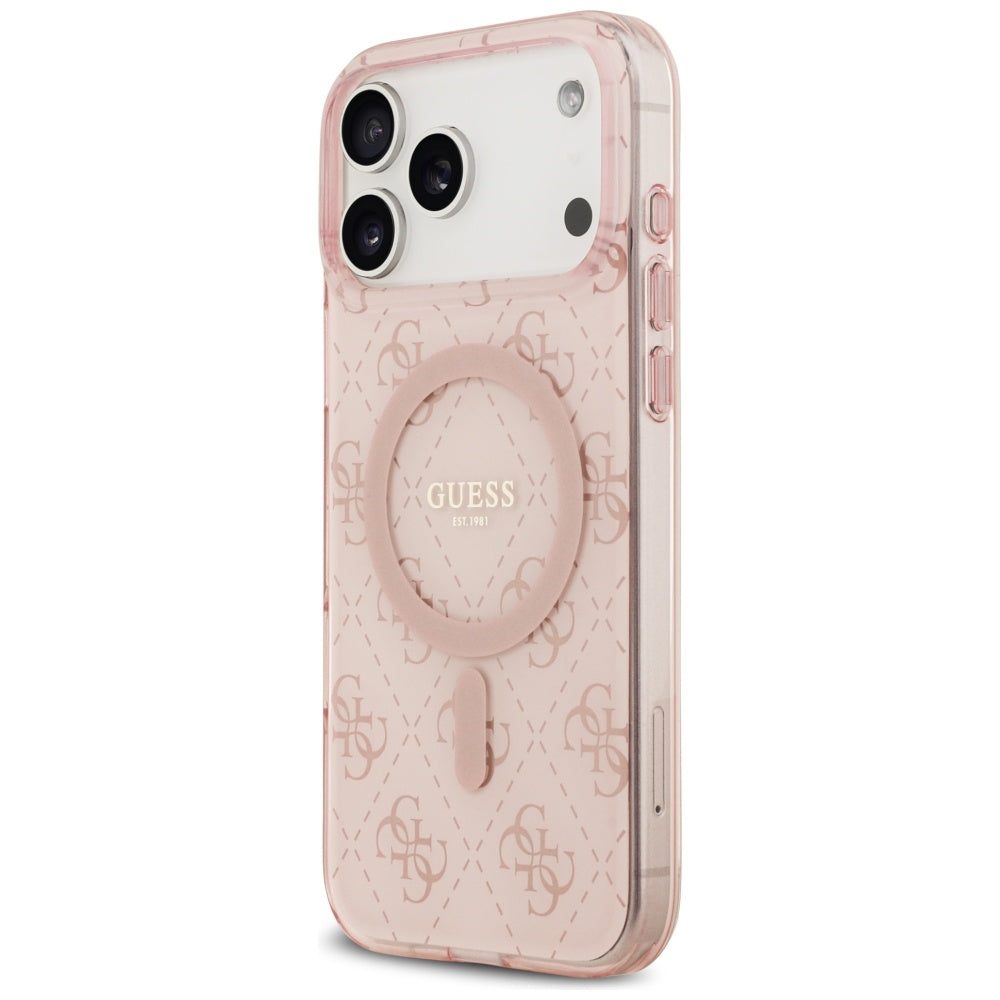 Funda MagSafe para Apple iPhone 17 Pro, Guess, IML 4G Background, Rosa
