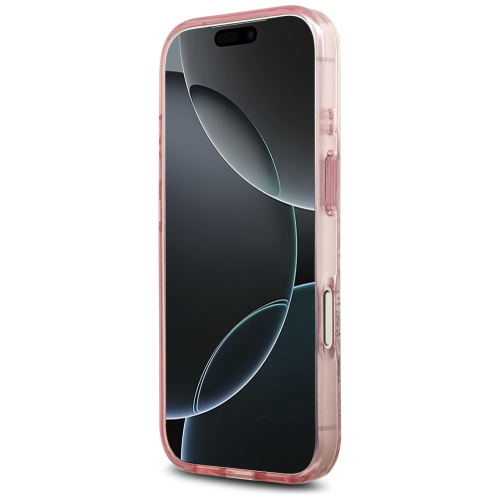 Funda MagSafe para Apple iPhone 17 Pro, Guess, IML Flower and Tonal Circle, Rosa