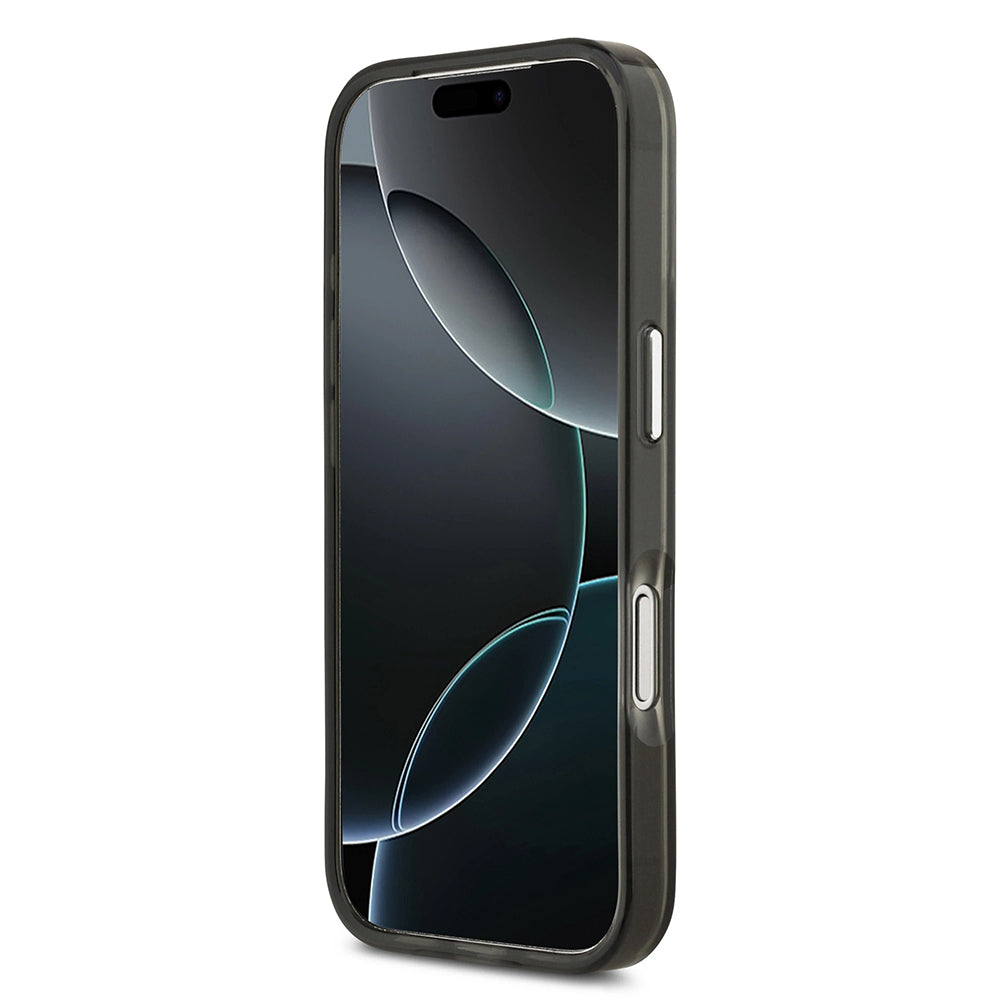 Funda MagSafe para Apple iPhone 17 Pro, Guess, IML Gradient Triangle Logo, Negra Plateada