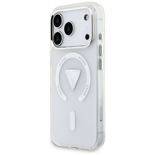 Funda MagSafe para Apple iPhone 17 Pro, Guess, Logo Triángulo Gradiente IML, Transparente