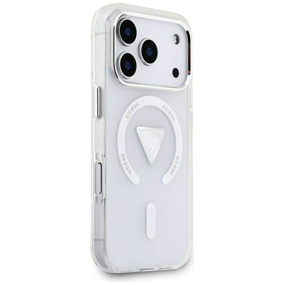 Funda MagSafe para Apple iPhone 17 Pro, Guess, Logo Triángulo Gradiente IML, Transparente