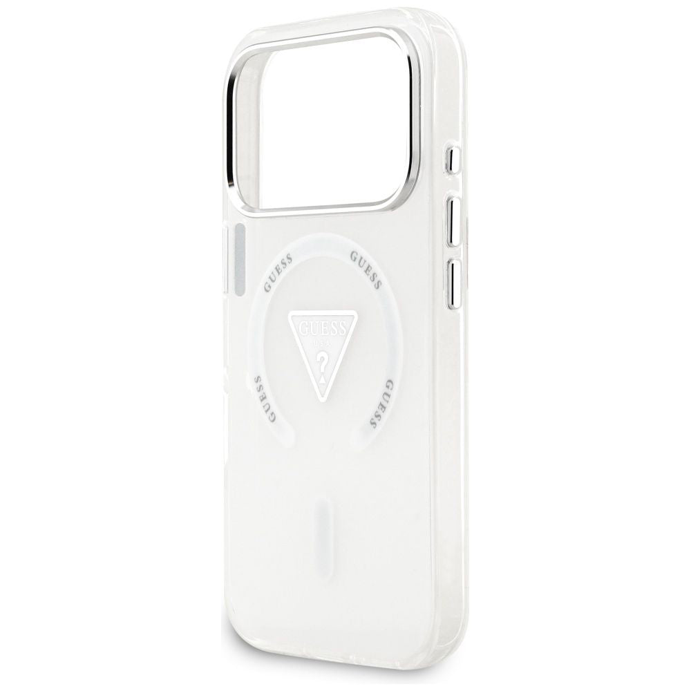 Funda MagSafe para Apple iPhone 17 Pro, Guess, Logo Triángulo Gradiente IML, Transparente