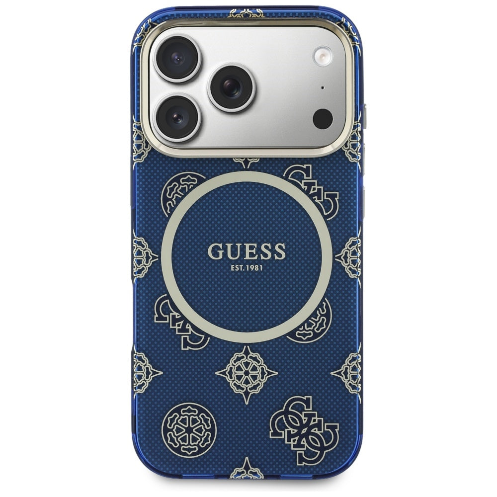 Funda MagSafe para Apple iPhone 17 Pro, Guess, IML Peony Dot, Azul