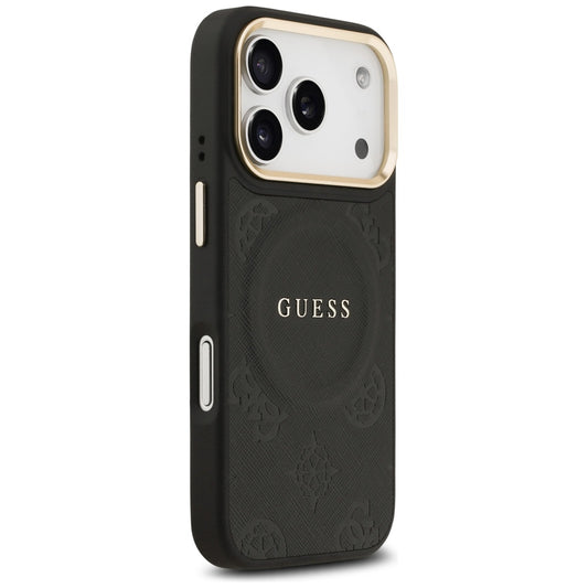 Funda MagSafe para Apple iPhone 17 Pro, Guess, Peony Hot Stamp, Negra