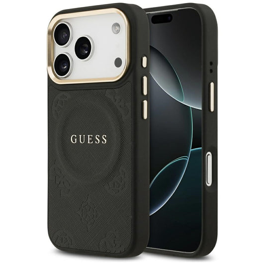 Funda MagSafe para Apple iPhone 17 Pro, Guess, Peony Hot Stamp, Negra