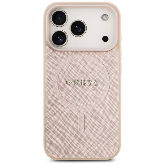 Funda MagSafe para Apple iPhone 17 Pro, Guess, Saffiano Classic Logo, Rosa