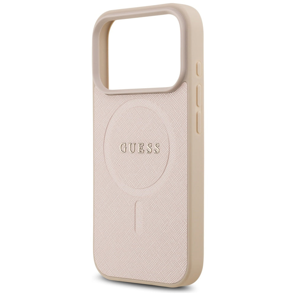 Funda MagSafe para Apple iPhone 17 Pro, Guess, Saffiano Classic Logo, Rosa