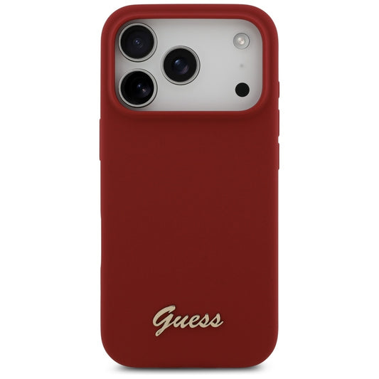 Funda MagSafe para Apple iPhone 17 Pro, Guess, Script Metal Logo, Rosa