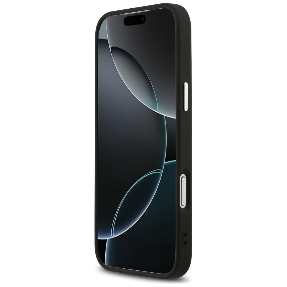 Funda MagSafe para Apple iPhone 17 Pro, Guess, Logo Triangular, Negra Plateada