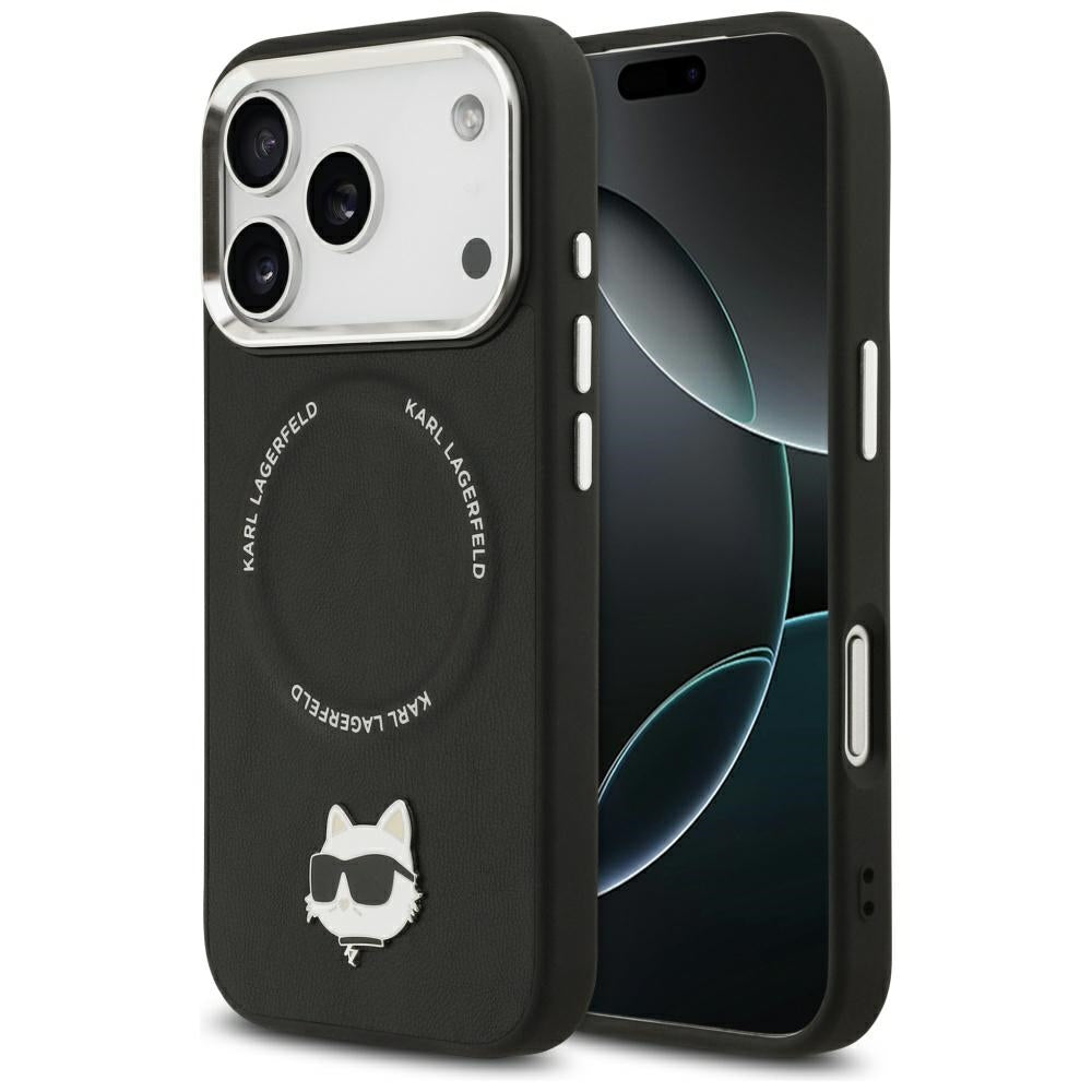 Funda MagSafe para Apple iPhone 17 Pro, Karl Lagerfeld, Choupette Pin, Negra