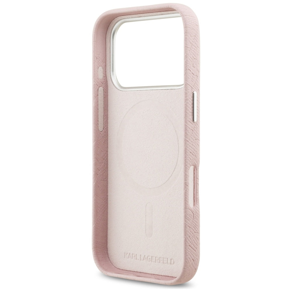 Funda MagSafe para Apple iPhone 17 Pro, Karl Lagerfeld, FW Stamped Karl, Rosa