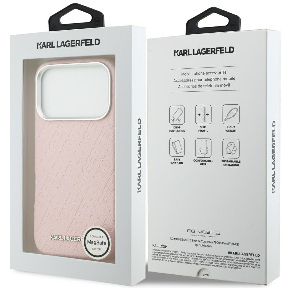 Funda MagSafe para Apple iPhone 17 Pro, Karl Lagerfeld, FW Stamped Karl, Rosa