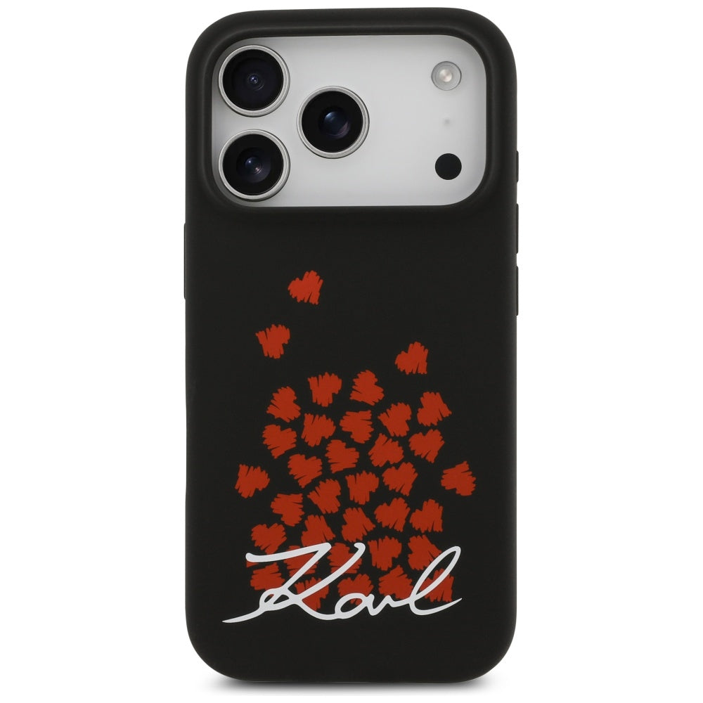 Funda MagSafe para Apple iPhone 17 Pro, Karl Lagerfeld, Logo de Corazón, Negra