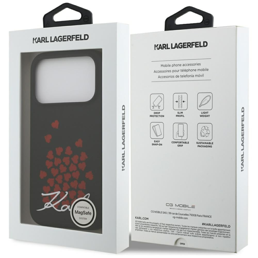 Funda MagSafe para Apple iPhone 17 Pro, Karl Lagerfeld, Logo de Corazón, Negra
