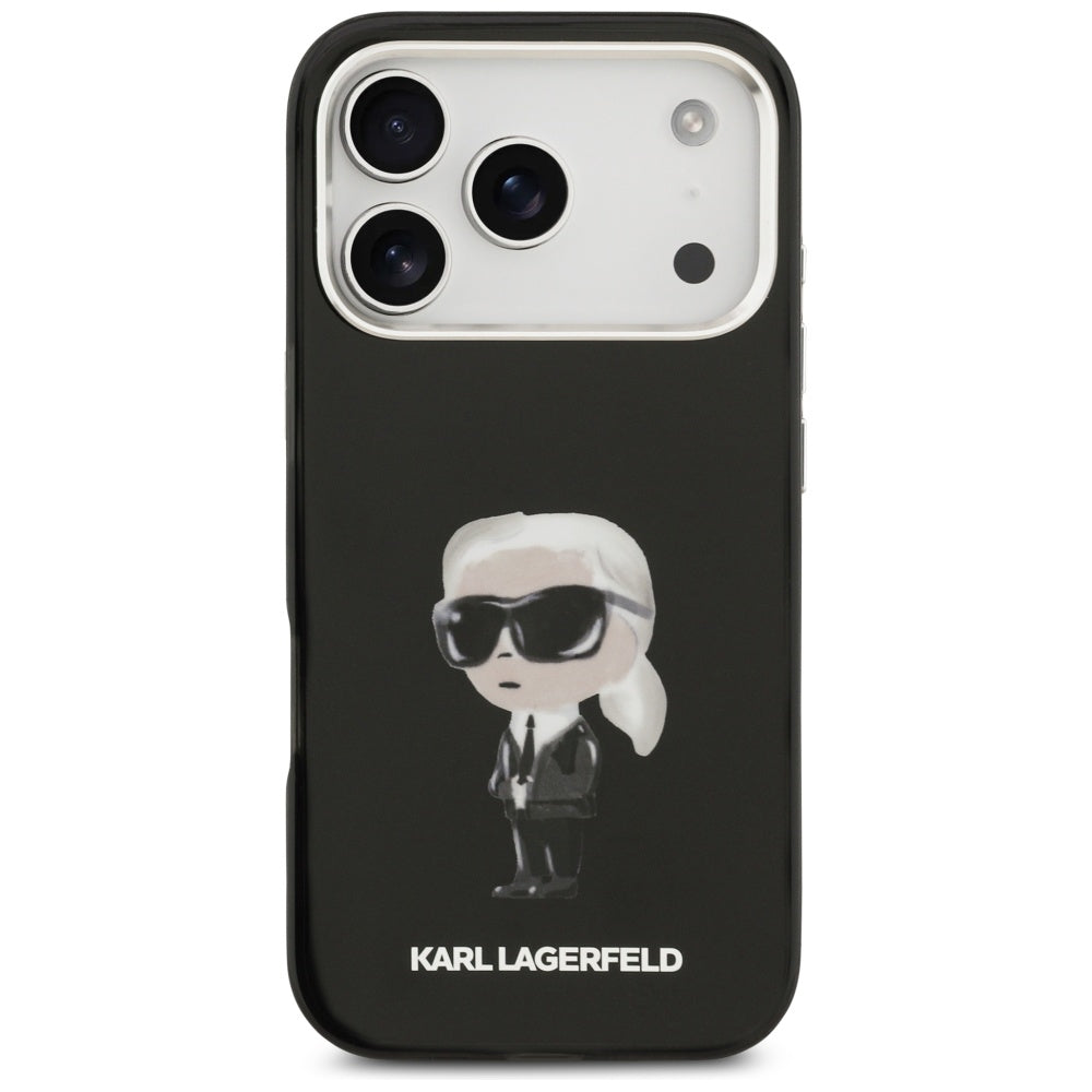 Funda MagSafe para Apple iPhone 17 Pro, Karl Lagerfeld, IML Aquarelle Karl Ikonik, Negra