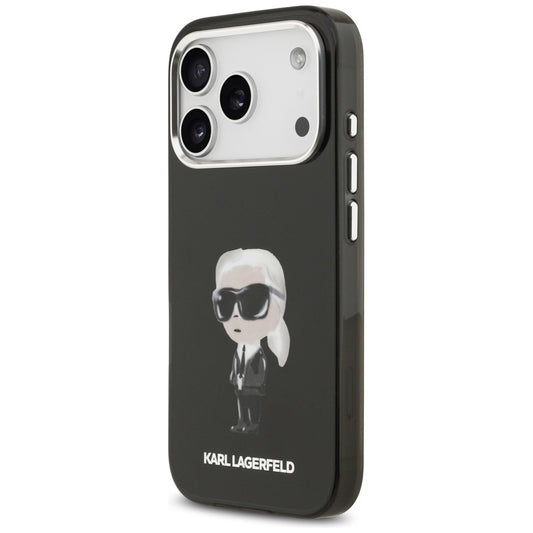 Funda MagSafe para Apple iPhone 17 Pro, Karl Lagerfeld, IML Aquarelle Karl Ikonik, Negra