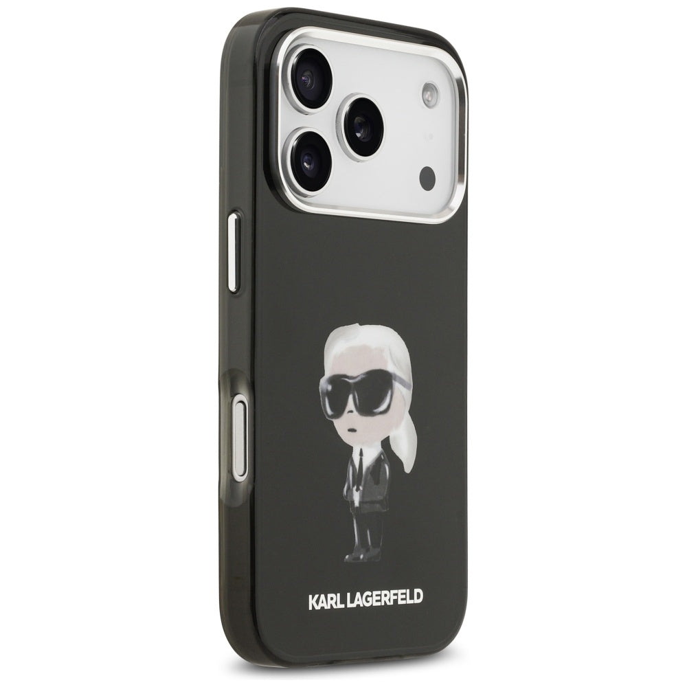 Funda MagSafe para Apple iPhone 17 Pro, Karl Lagerfeld, IML Aquarelle Karl Ikonik, Negra