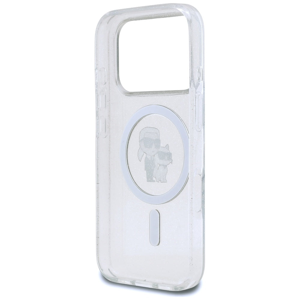 Funda MagSafe para Apple iPhone 17 Pro, Karl Lagerfeld, IML Glitter Karl & Choupette, Transparente